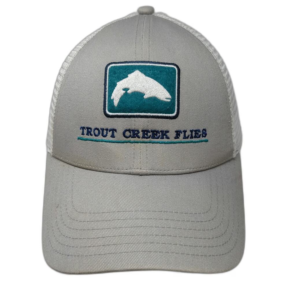 Simms Trucker Hat Gray One Size Trout Creek Flies Fish Mesh Snapback Fishing